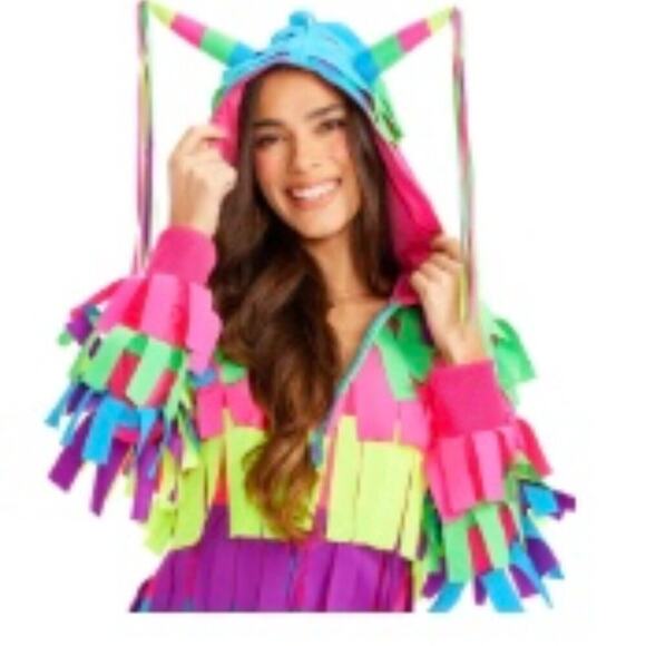 Tipsy Elves Wm's Pinata Dress with Hood Full Zip Pockets Halloween Costume SZ M - Picture 2 of 9